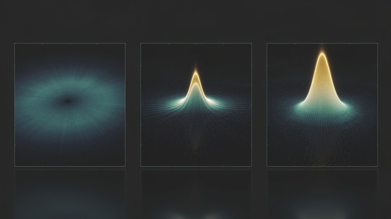 Bose-Einstein condensate false-color velocity distribution showing condensation
