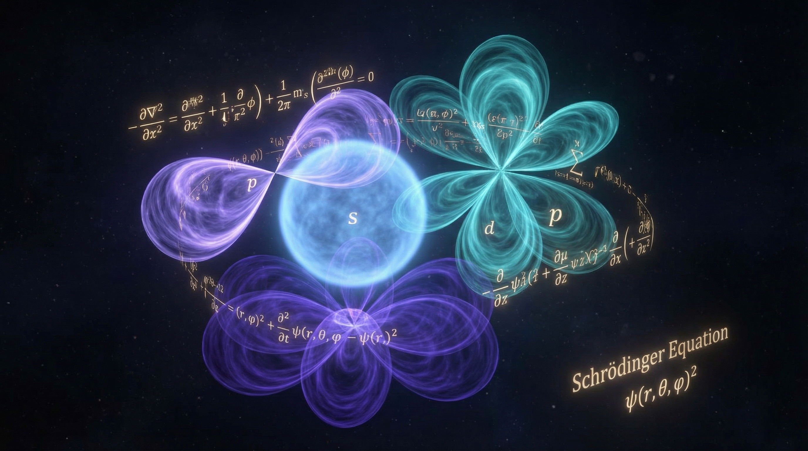 Hydrogen atom wave function probability density orbitals s p d